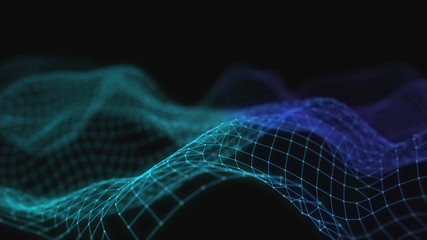 Abstract 3d technology futuristic geometrical and science neon background. Plexus digital wallpaper. Business concept. Medical structure and artificial intelligence. Rendering computer virtual reality