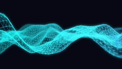 Abstract 3d technology futuristic geometrical and science neon background. Plexus digital wallpaper. Business concept. Medical structure and artificial intelligence. Rendering computer virtual reality