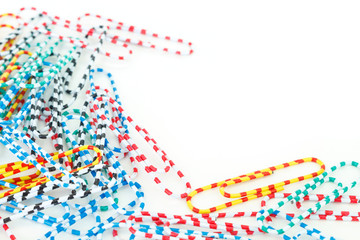 paper clip multicolor pile on white background