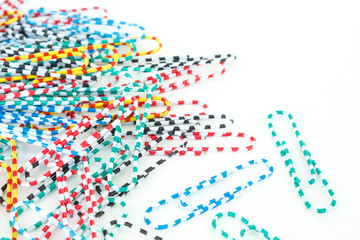 paper clip multicolor pile on white background
