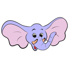 Head of a kind and funny elephant with big ears