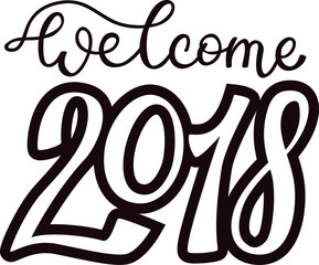 2018 happy New Year black text logo for holiday calendar print design or Christmass newborn yearly party illustration