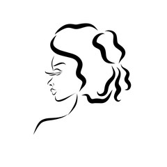 Profile of a charming lady with an aristocratic hairdo
