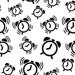 Alarm clock seamless pattern background icon. Business flat vector illustration. Clock time sign symbol pattern