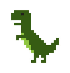 Naklejka na ściany i meble Cute Pixel Dinosaur Isolated on White Background