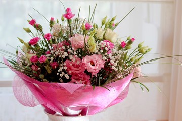 Fototapeta bukiet kwiatów różowych  obraz