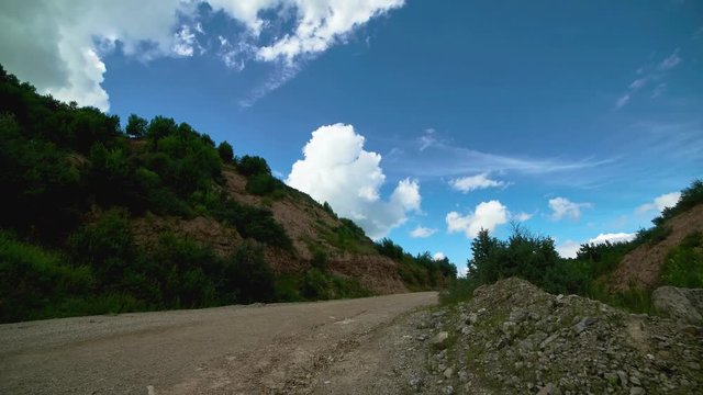 Timelaps of fluffy clouds in sky outdoors. Beautiful landscape.