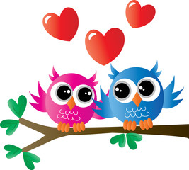 Obraz premium two sweet owls in love 