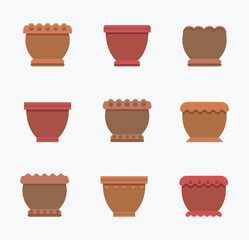 Clay and Plastic Big Pots for Indoor Plants Set