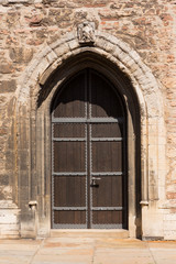 Holztür Eingang Einer Christlichen Kirche In Deutschland