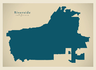 Modern City Map - Riverside California city of the USA