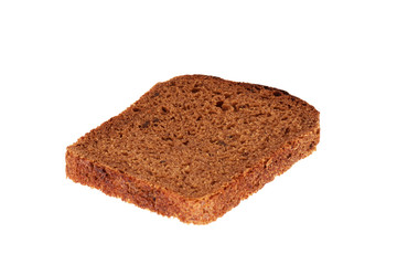 Rye bread slice on a white background