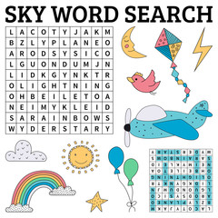 Sky word search game for kids - 213626320
