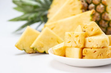 sliced pineapple isolated on white background