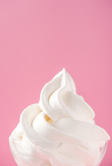 Soft serve ice cream isolated with colored background, copy space(text space), blank for text, vanilla flavours 