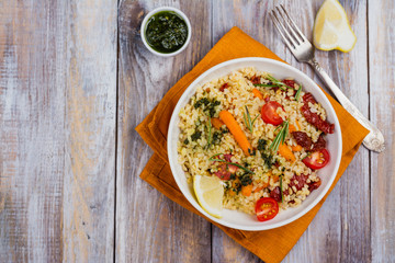 Savory autumn or winter bulgur salad