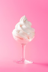 Soft serve ice cream isolated with colored background, copy space(text space), blank for text, vanilla flavours 