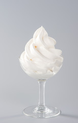 Soft serve ice cream isolated with colored background, copy space(text space), blank for text, vanilla flavours 