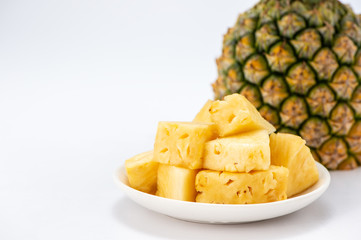 sliced pineapple isolated on white background