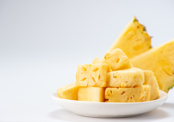 sliced pineapple isolated on white background