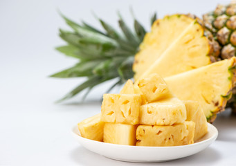 sliced pineapple isolated on white background