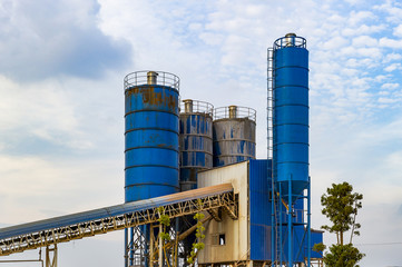 Concrete mixing tower. Concept of on-site construction facility.