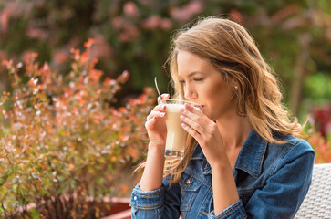 Beautiful woman drinking coffee