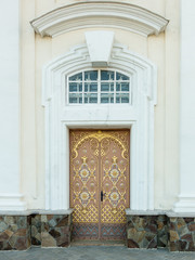 Ancient metal doors. Pochaev Lavra. Ukraine