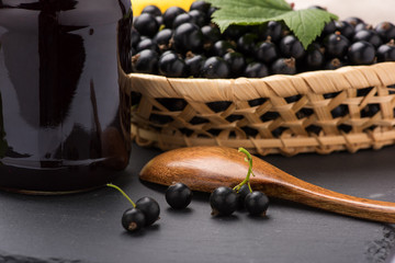 Black currant jam, preserving blackcurrants