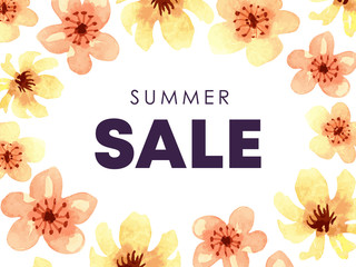 Sale advertising floral horisontal banner template. Text 