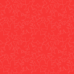 Vector hand-drawn abstract seamless floral pattern. Repeated ornament of stylized flowers in red and white colors. Hand Drawn Floral Texture