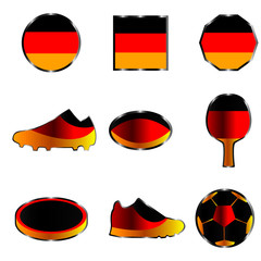 Set of different geometric and sporting figures, from the colors of the German flag