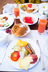 Tasty traditional appetizing yummy breakfast at the restairant