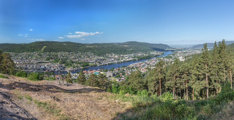 Panoramic view of Drammen taken from Spiraltoppen