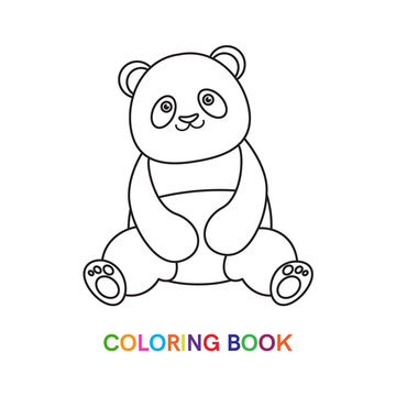 Panda for coloring book.Isolated on white background.Line art design.Vector illustration