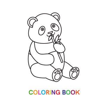 Panda for coloring book.Isolated on white background.Line art design.Vector illustration