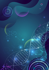Science template, wallpaper or banner with a DNA molecules.