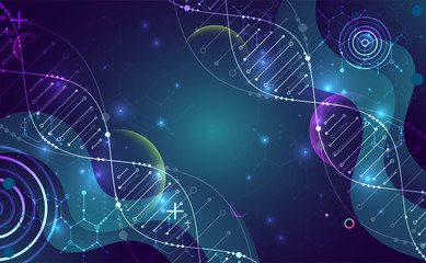 Science template, wallpaper or banner with a DNA molecules.