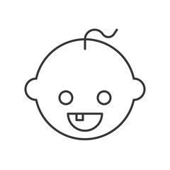 baby with tooth, simple outline icon dental care set