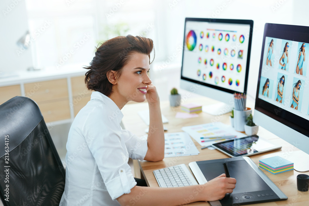 Poster Web Designer Working On Computer