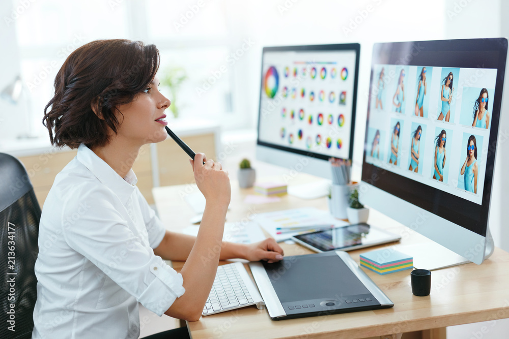 Poster Web Designer Working On Computer