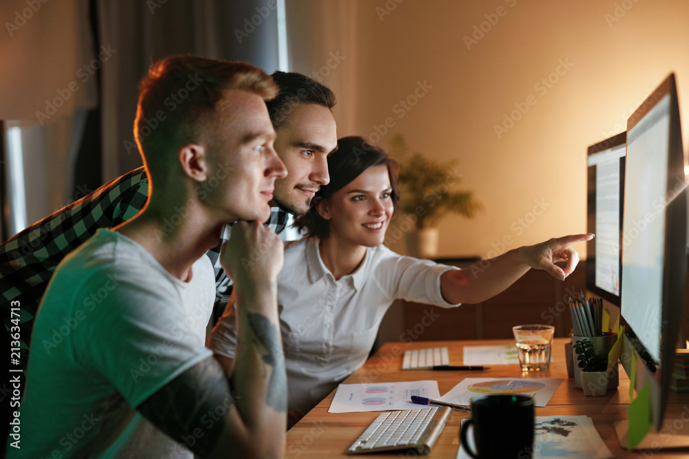 Fototapete programmers working on software in office