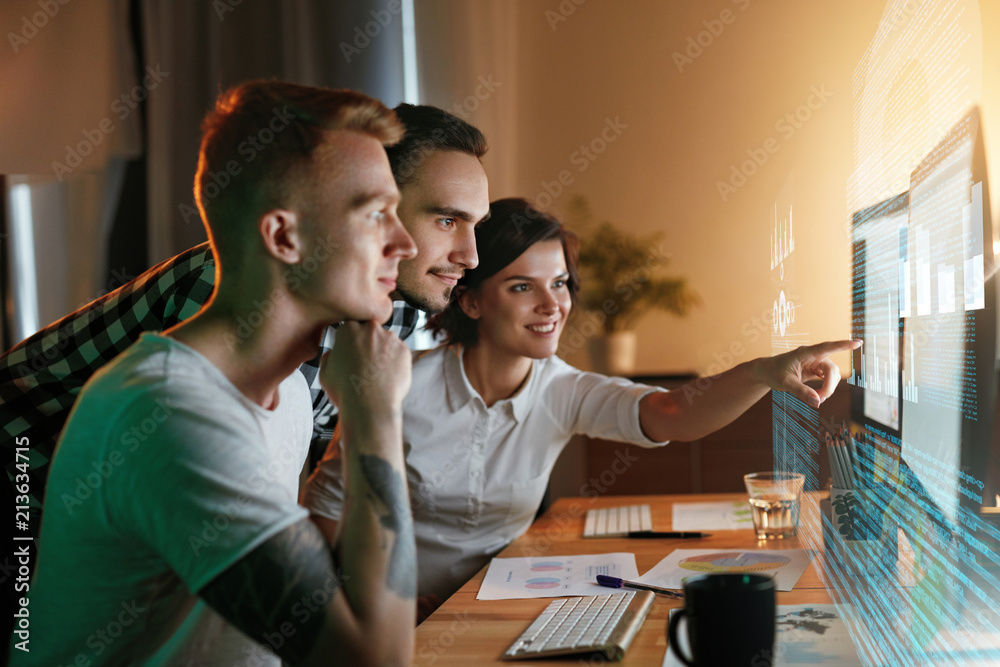 Poster Programmers Working On Software In Office