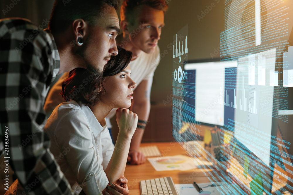 Poster Programmers Working On Software In Office