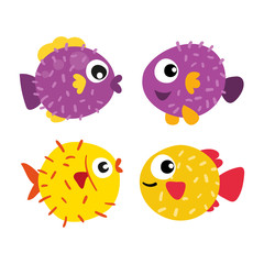 puffer fish vector collection design