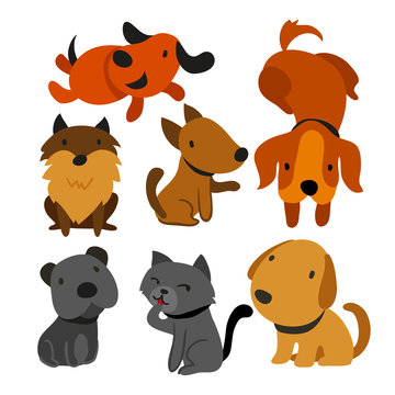 cat and dog vector collection design