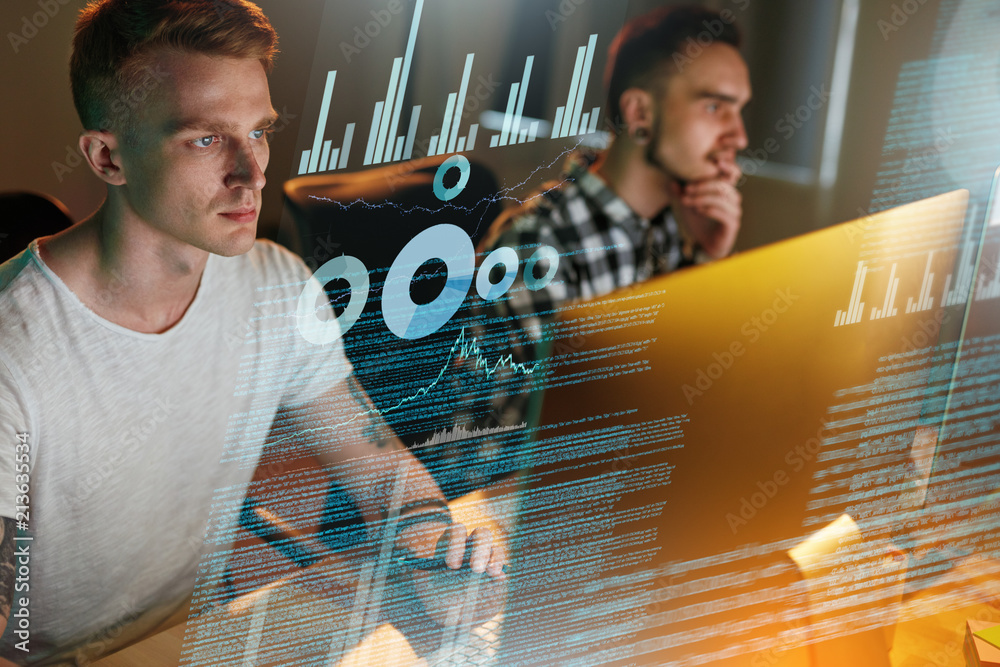 Aufkleber Information Technology. Programmers Writing Software Code
