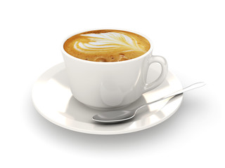 Cappuccino cup on a white