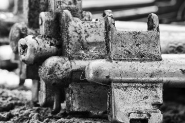 Old forgotten keys, black and white photography,