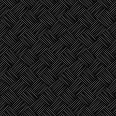Black straw wicker striped geometric seamless pattern, vector